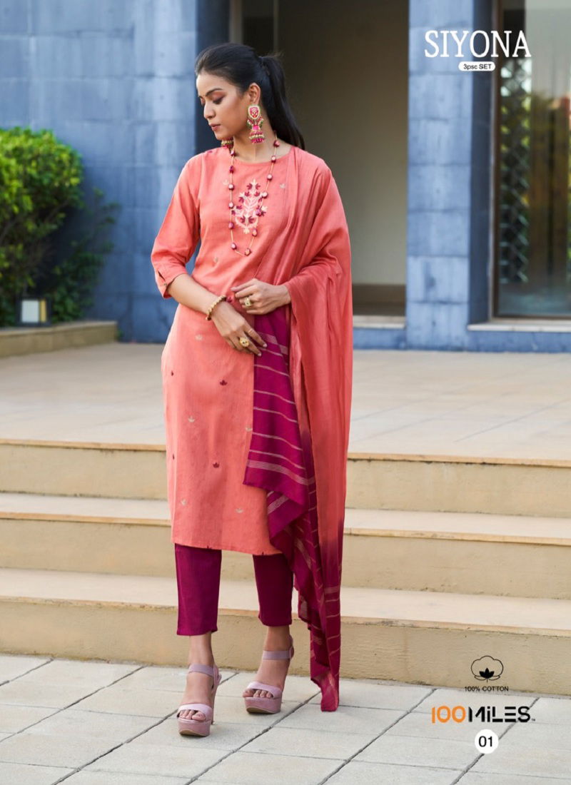 Siyona By 100 Miles Cotton Salwar Suit Catalog